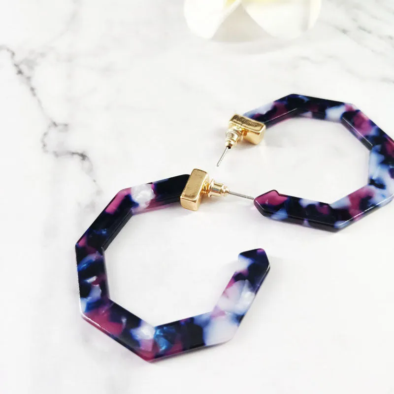 Purple C-Shaped Earrings