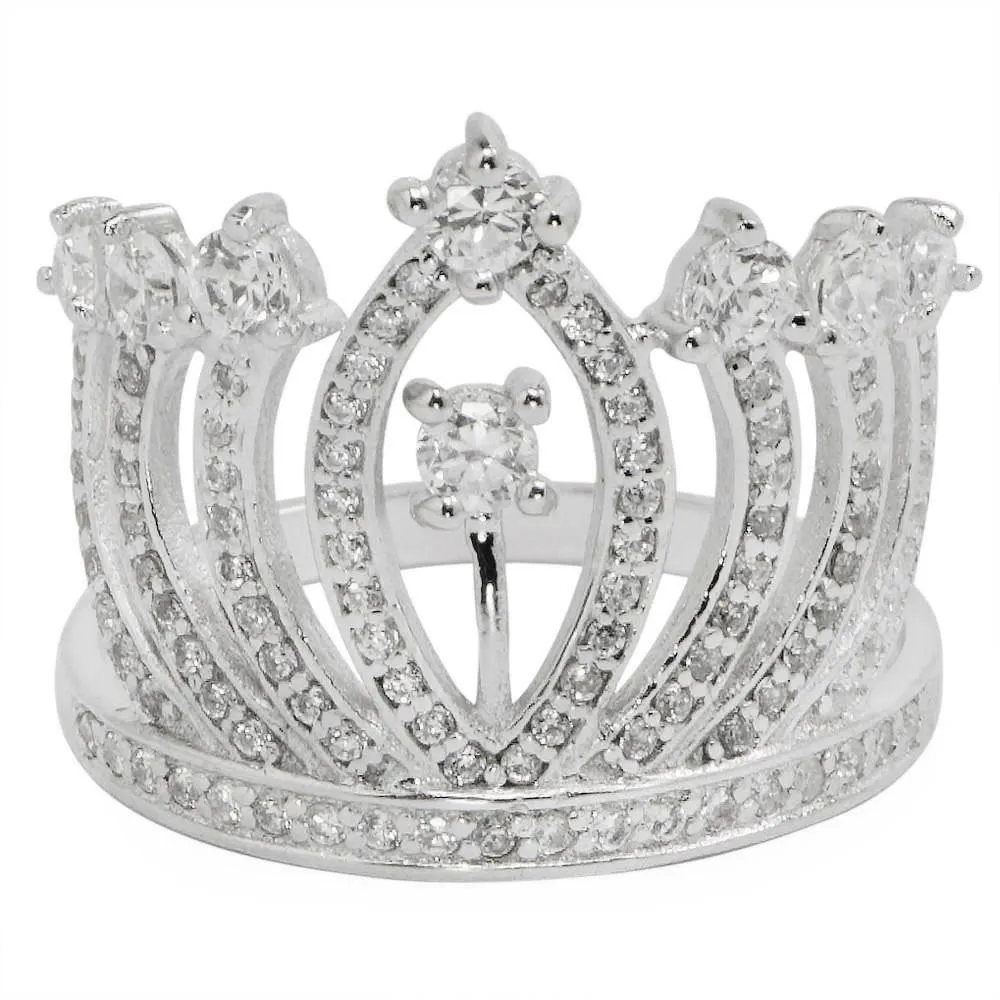 Queen's Crown Sterling Silver Women's Ring (Size 7)