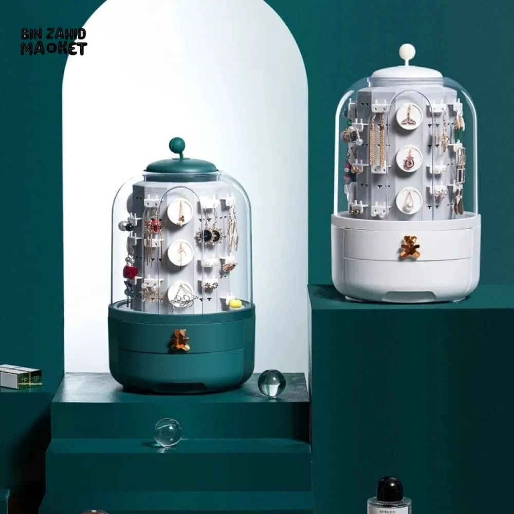 ROTATING JEWELRY ORGANIZER WITH DRAWER