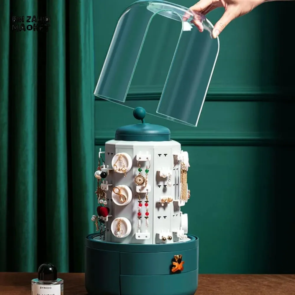 ROTATING JEWELRY ORGANIZER WITH DRAWER