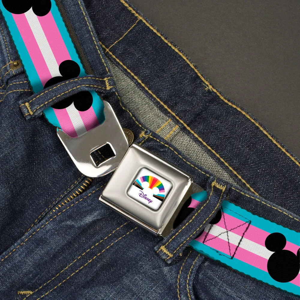 Seatbelt Belt - Mickey Mouse Ears Icon Transgender Pride Flag Webbing