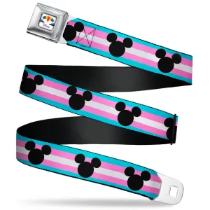 Seatbelt Belt - Mickey Mouse Ears Icon Transgender Pride Flag Webbing