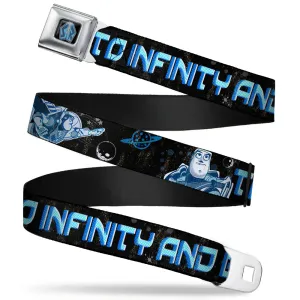 Space Ranger SR Logo Full Color Black/Blue Seatbelt Belt - Buzz Poses/Stars TO INFINITY AND BEYOND Black/Blues Webbing