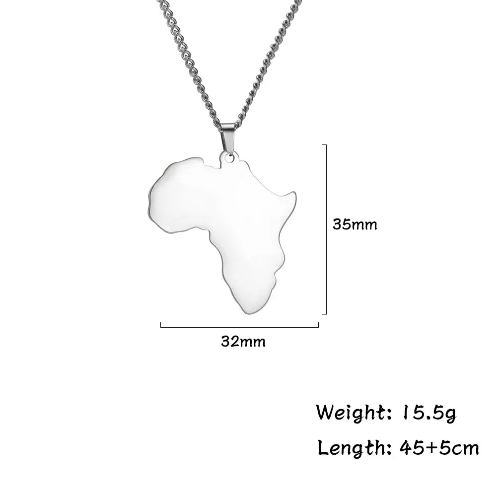 Stainless Steel Africa Map Necklaces: Choker Chain with Hollow Map Pendant
