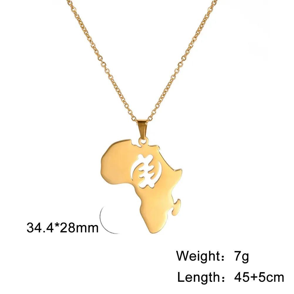 Stainless Steel Africa Map Necklaces: Choker Chain with Hollow Map Pendant