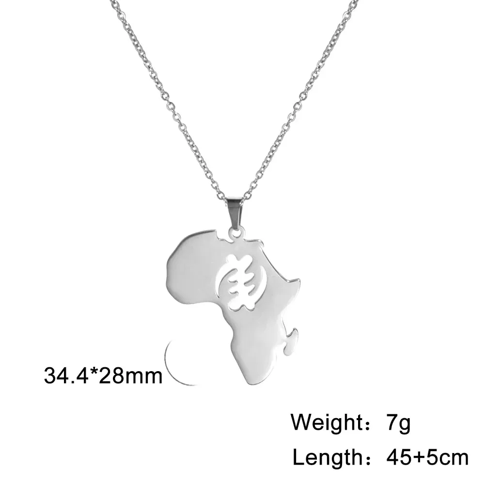 Stainless Steel Africa Map Necklaces: Choker Chain with Hollow Map Pendant