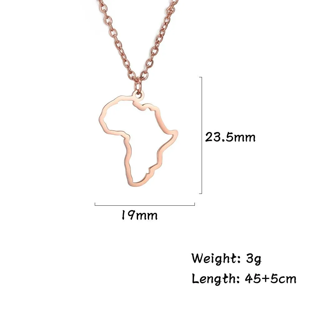 Stainless Steel Africa Map Necklaces: Choker Chain with Hollow Map Pendant