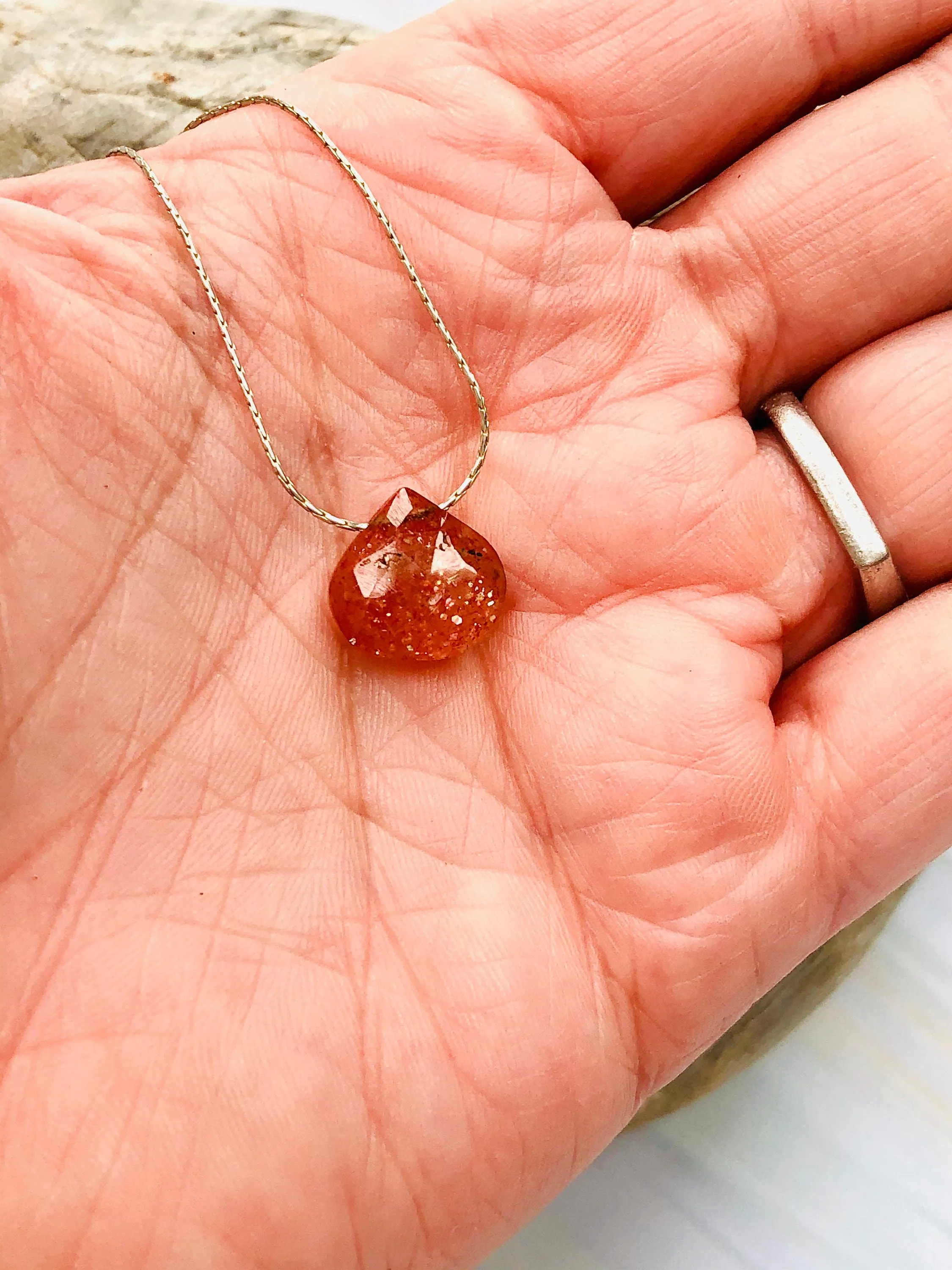 Sunstone Necklace  Dainty Oregon Sunstone Gemstone Pendant