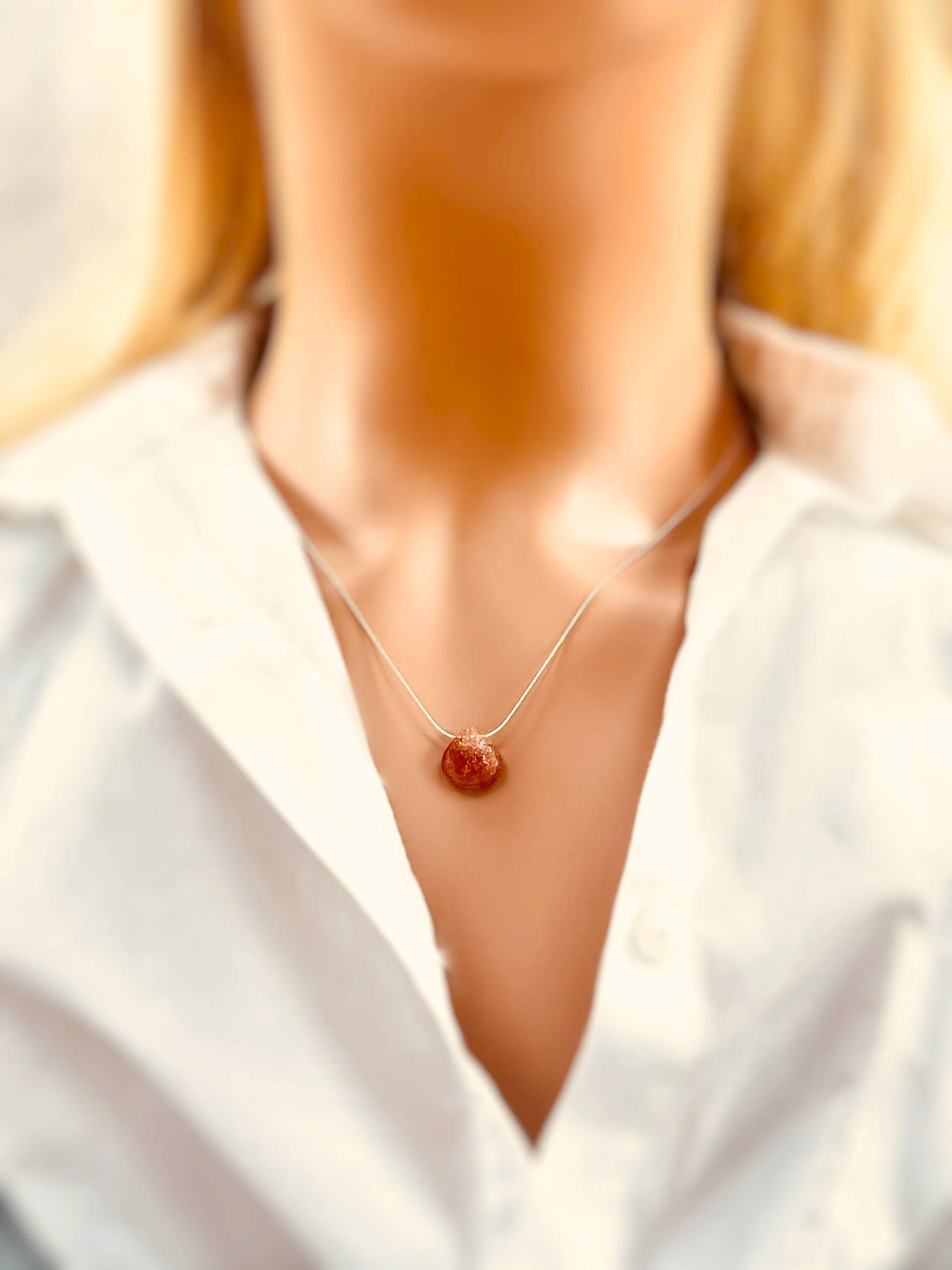Sunstone Necklace  Dainty Oregon Sunstone Gemstone Pendant