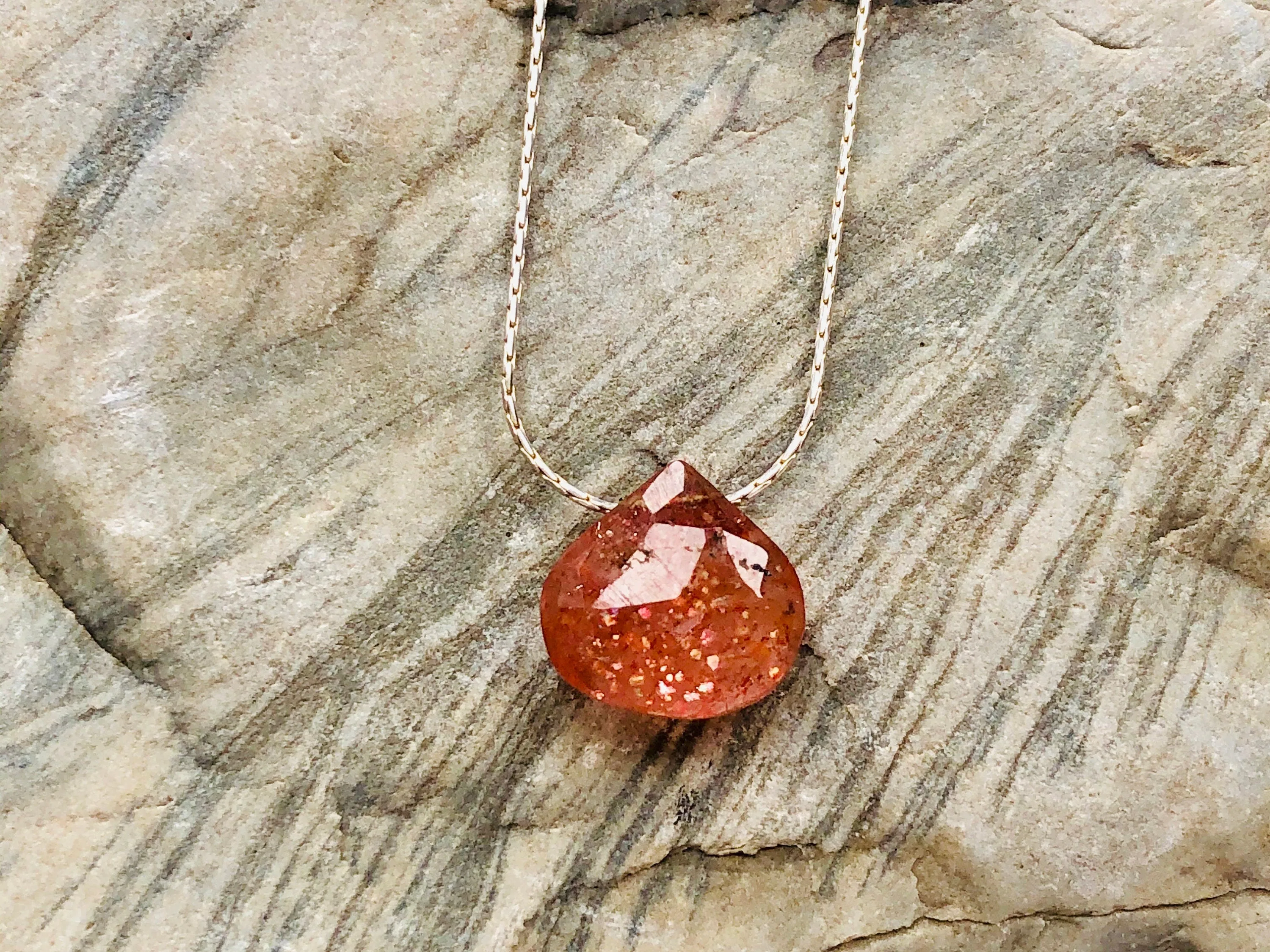 Sunstone Necklace  Dainty Oregon Sunstone Gemstone Pendant