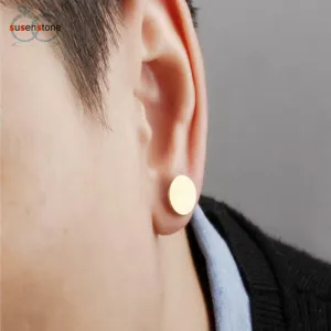 SUSENSTONE wholesale dropship a pair of earrings Stainless Punk Dumbbell Earring Men Women Studs titanium steel earrings #GH30