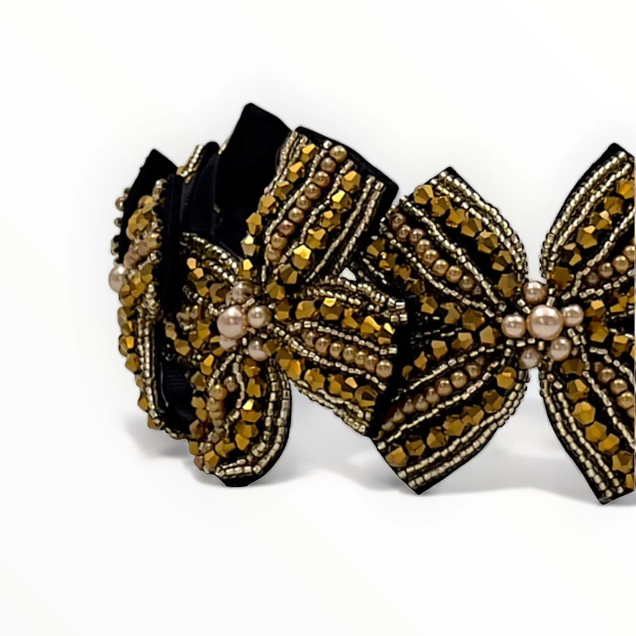 The Sariel Black & Gold  Bow Headband