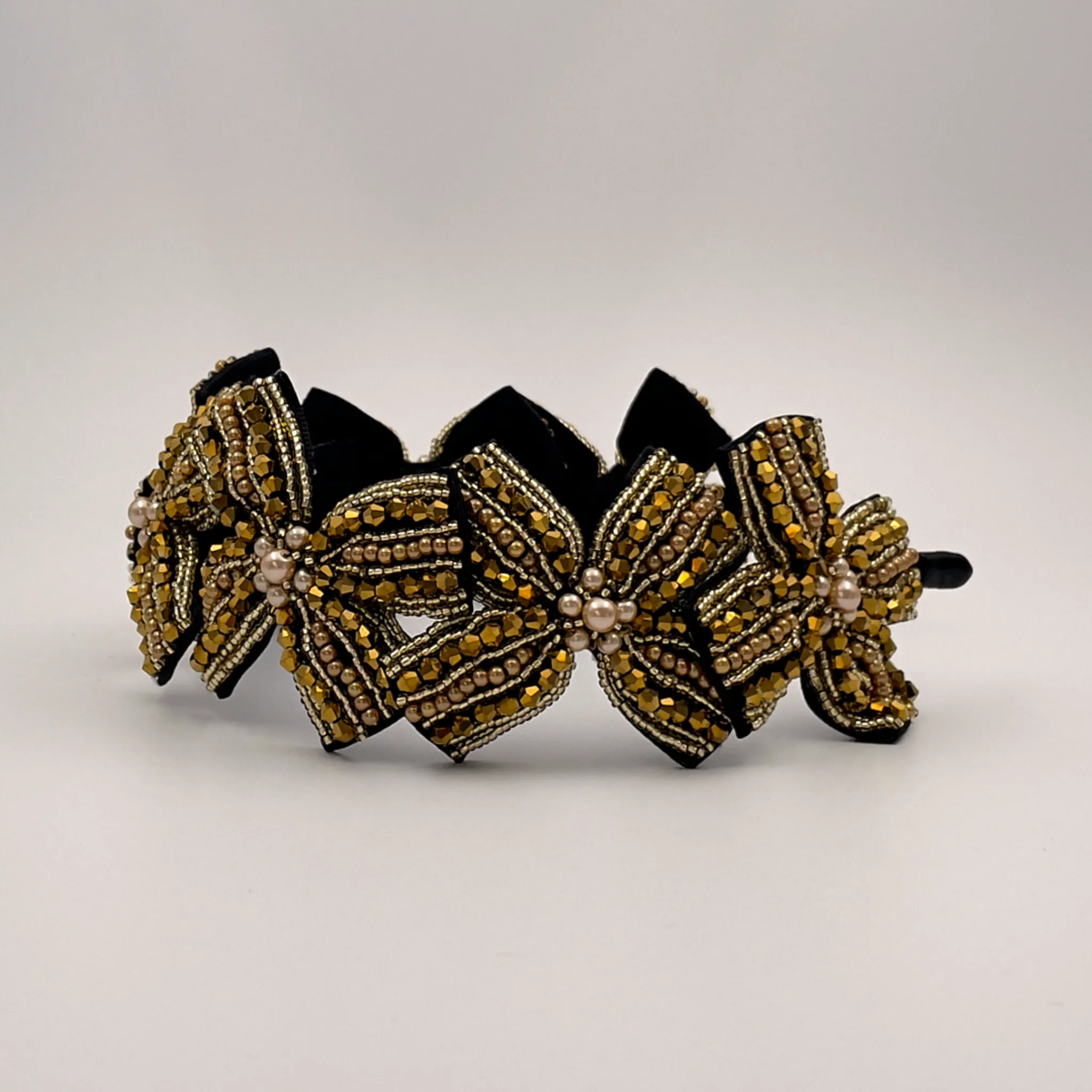 The Sariel Black & Gold  Bow Headband