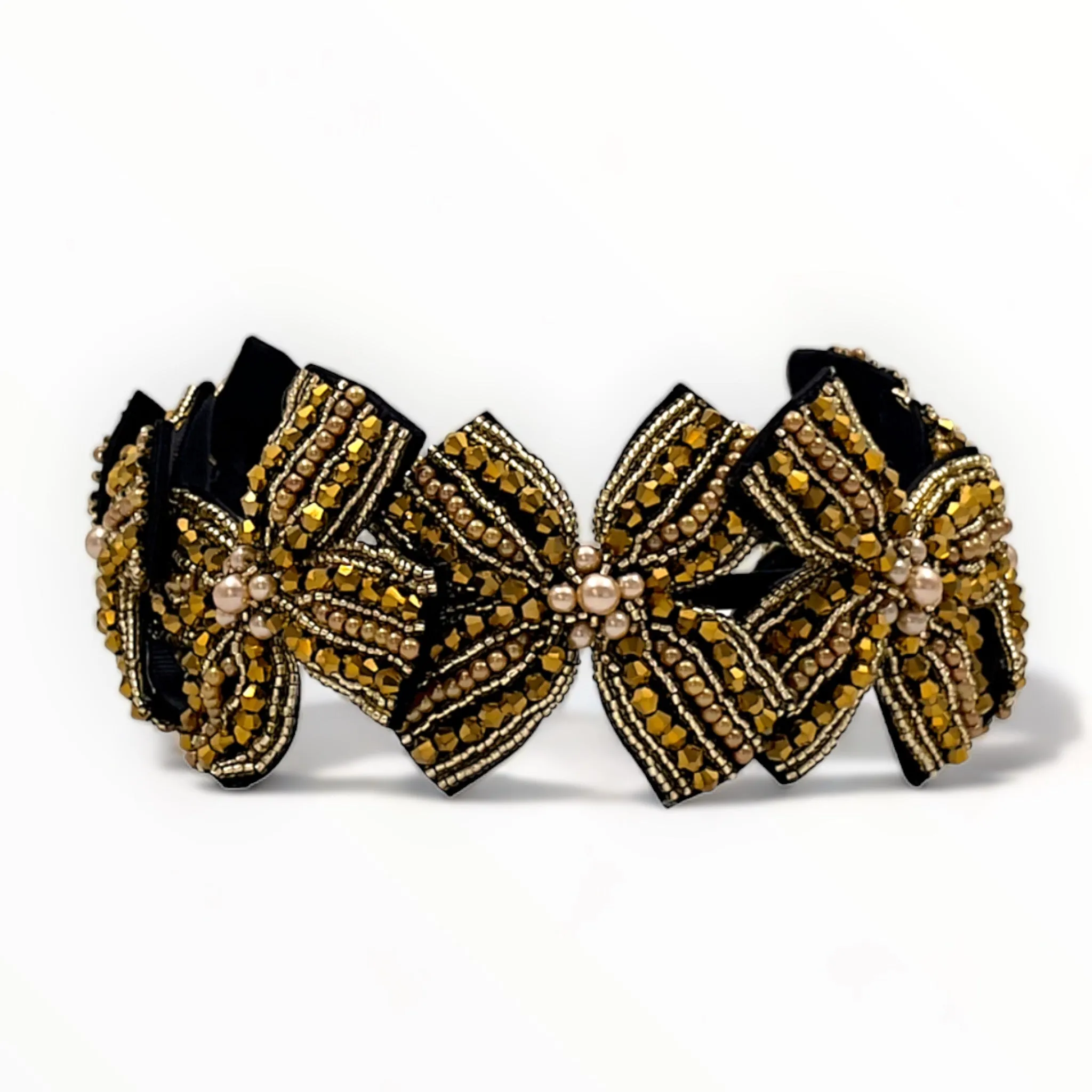 The Sariel Black & Gold  Bow Headband
