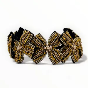 The Sariel Black & Gold  Bow Headband