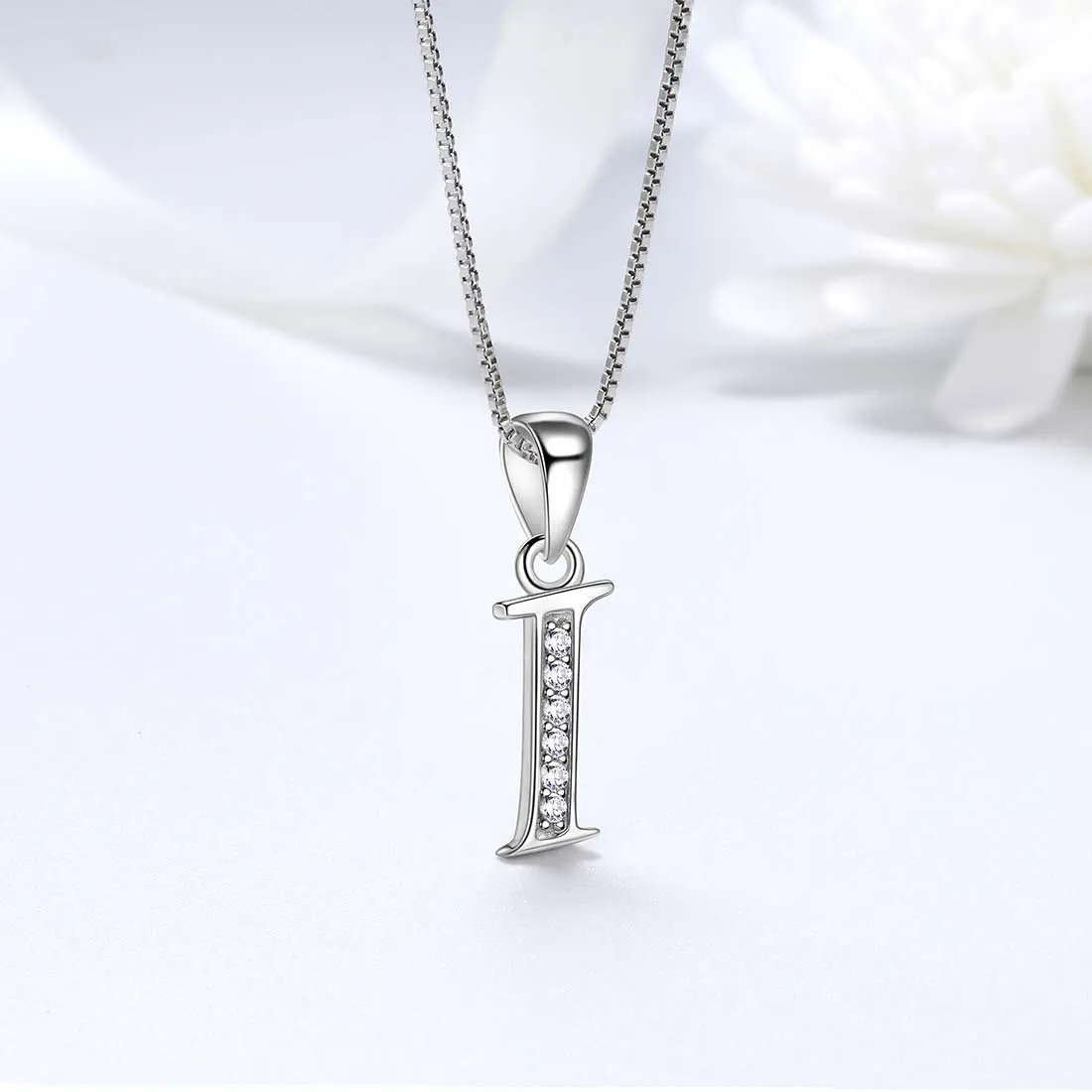 Tokyo Mart Letter I Initial Necklaces Pendant Women Men Name Jewelry Gift 925 Silver