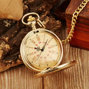 Unisex Quartz Movement I Love You Laser Engraved Pocket Watch