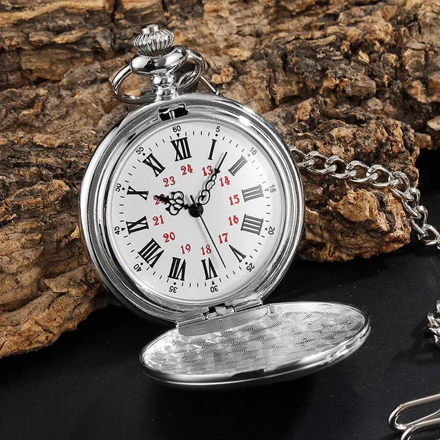 Unisex Quartz Movement I Love You Laser Engraved Pocket Watch