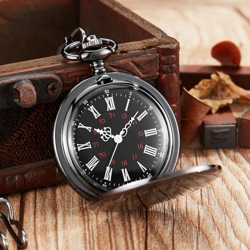 Unisex Quartz Movement I Love You Laser Engraved Pocket Watch
