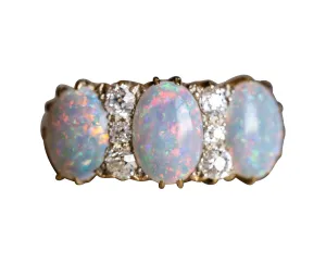Victorian, 18ct gold, opal and diamond ring