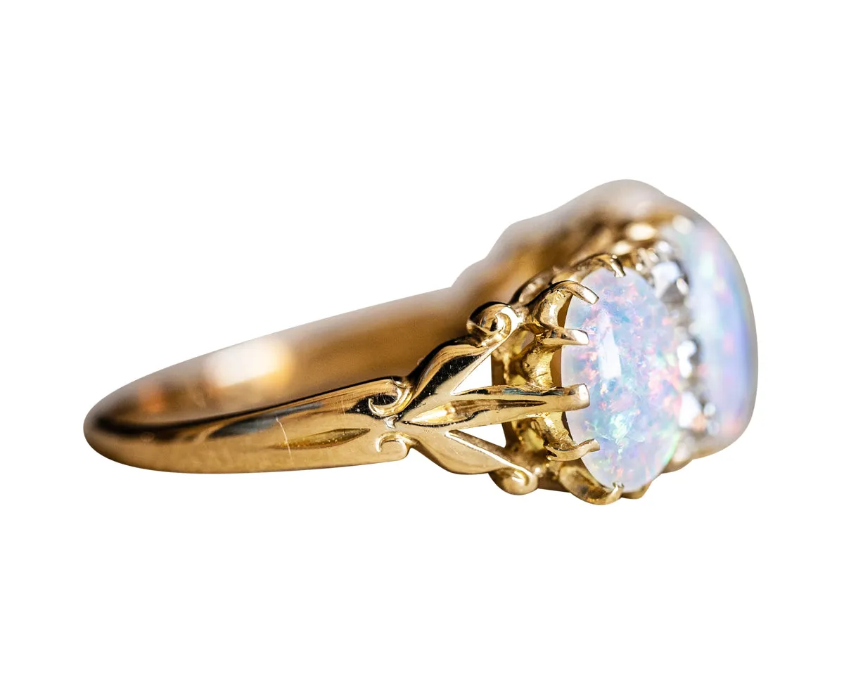 Victorian, 18ct gold, opal and diamond ring