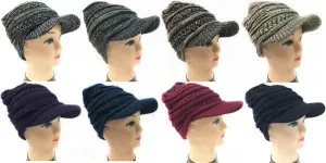 winter knitted ladies hats with bill Case of 12