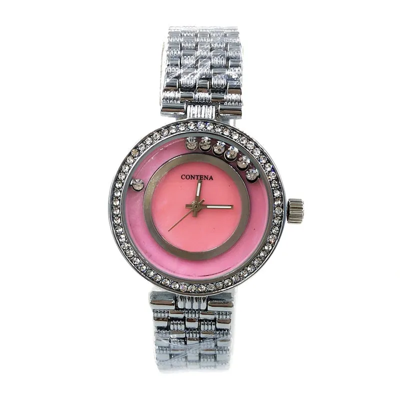 Women's Luxury Stainless Steel Quartz Strap Diamond Wristwatch