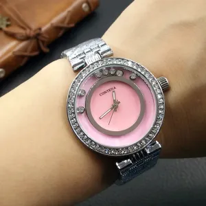 Women's Luxury Stainless Steel Quartz Strap Diamond Wristwatch