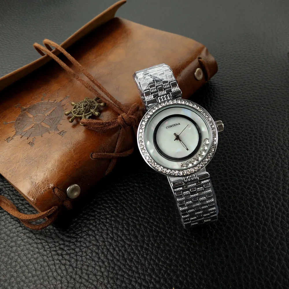 Women's Luxury Stainless Steel Quartz Strap Diamond Wristwatch